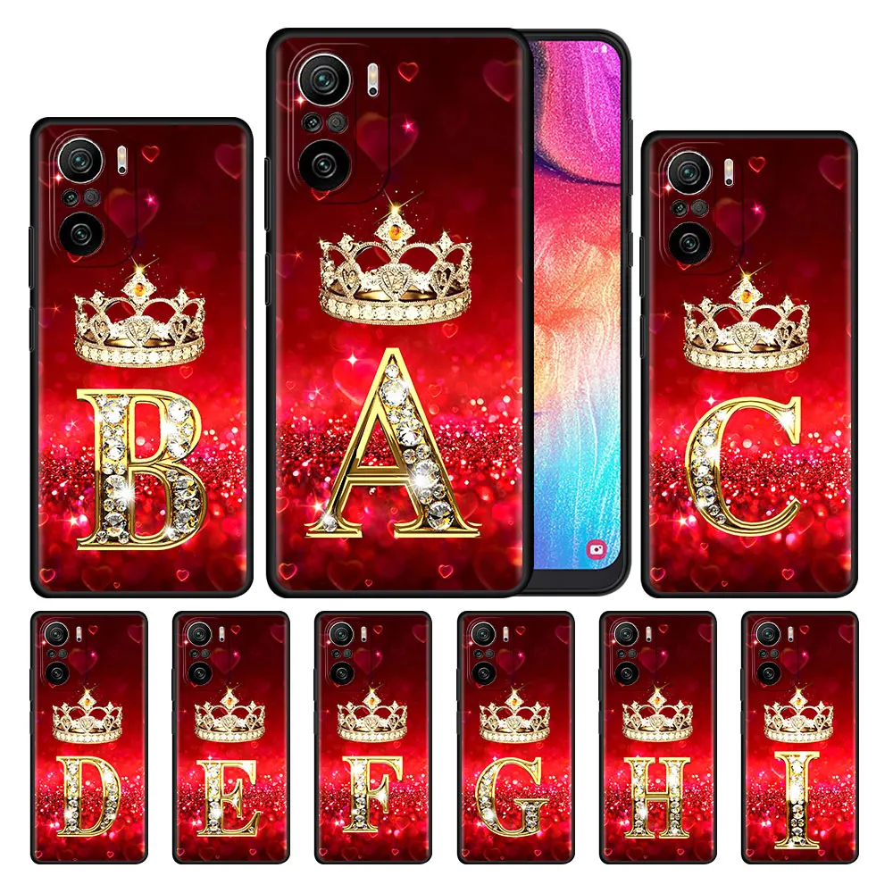 

Red Diamonds Letter Funda For Xiaomi Redmi Note 9S 9 8 11 10 Pro 7 8T K40 9C 9A 7A 8A Black Soft Silicone Phone Coque Cover