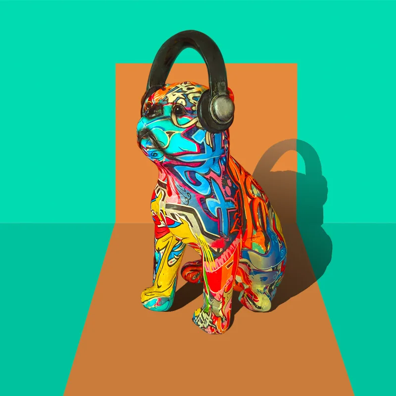 

Water Transfer Hip Hop Bulldog Resin Crafts Hotel Home Porch Decoration