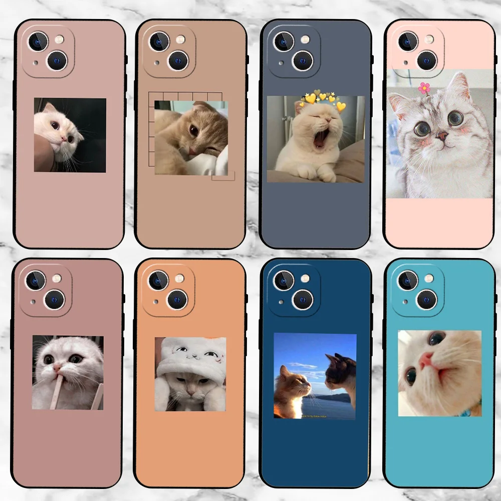 

Cute Cat High Quality Case For Apple iPhone 13 11 12 Pro Max 7 + XR 8 X 6 6S Plus XS 5 5S SE 2022 13Pro Capa Soft Phone Cover