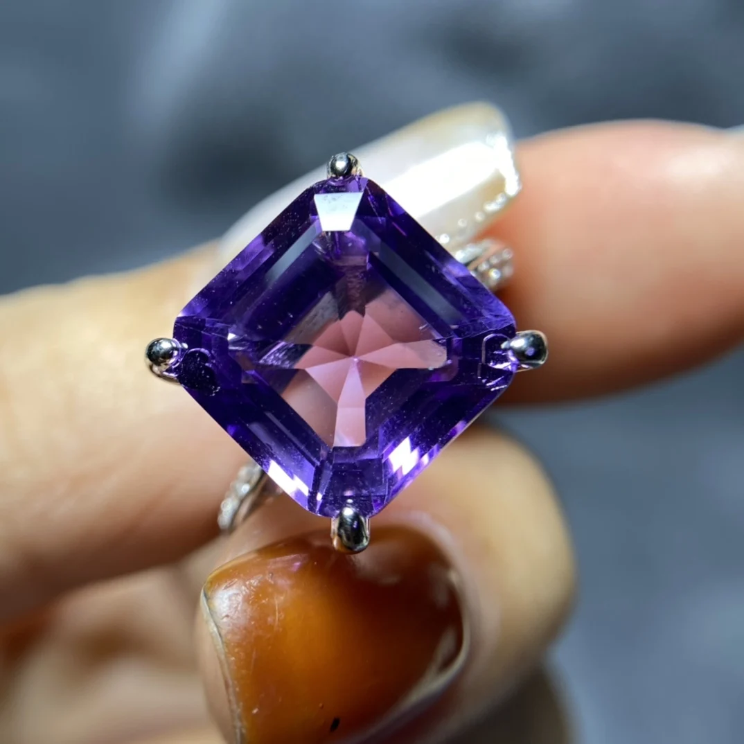 

Jewellery joyas feminina natural amethyst rings bijoux argent 925 massif pour femme anelli donna gift finger ring live mouth