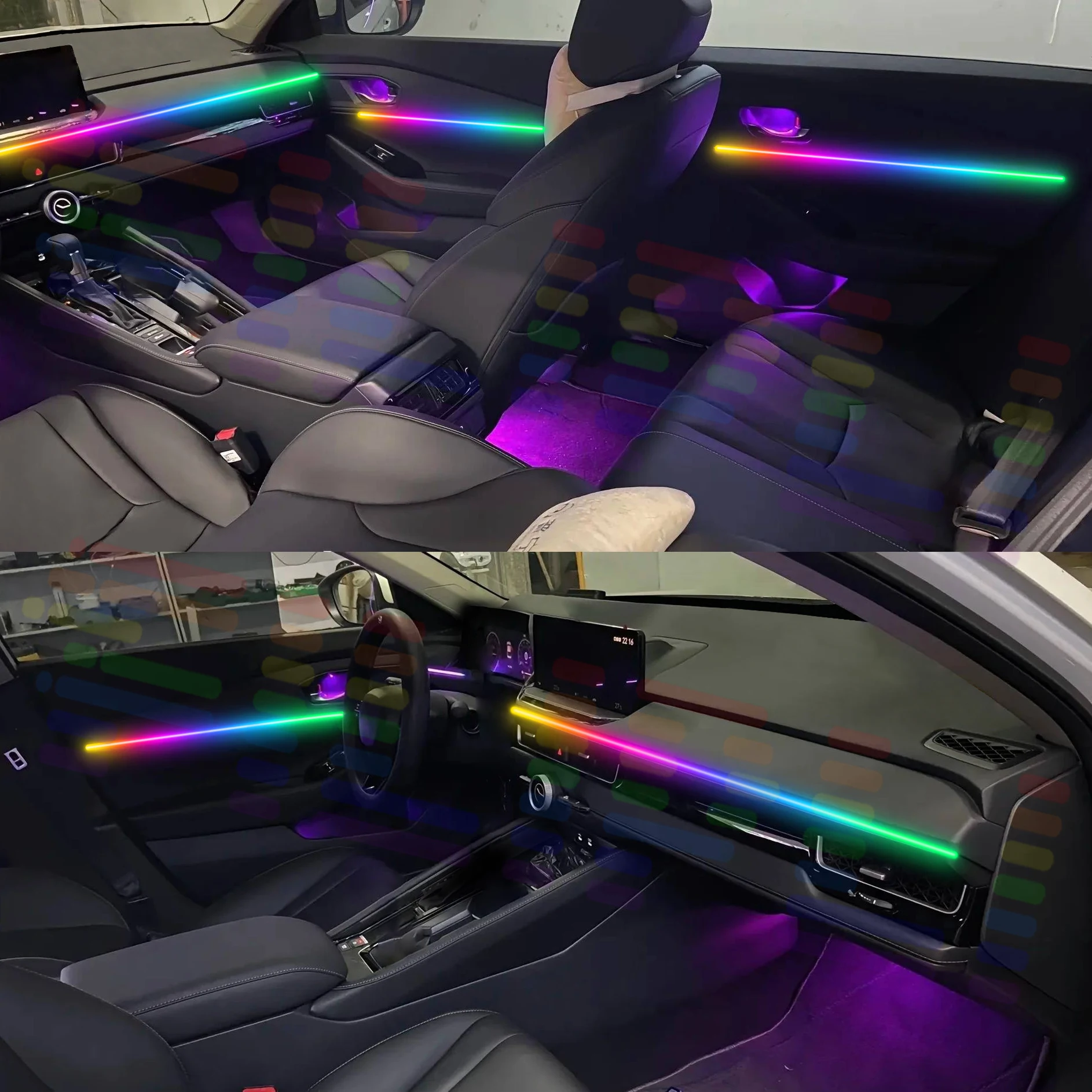Фото Для Toyota Corolla Altis Элегантные стелс-установленные окружающие светодиодные ленты, акриловый салон автомобиля, призматический сдвиг с подключением через приложение №4