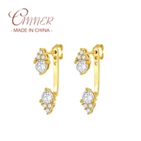 canner 925 sterling silver front back double sided cubic zircon stud earrings for women pave zircon piercing earrings jewerly