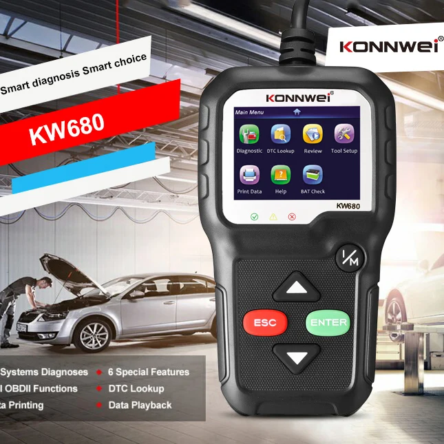 

OBD2 Scanner OBD Car Diagnostic Auto Diagnostic-Tool KONNWEI KW680 Read Clear Fault Error Codes Russian OBD2 Automotive Scanner