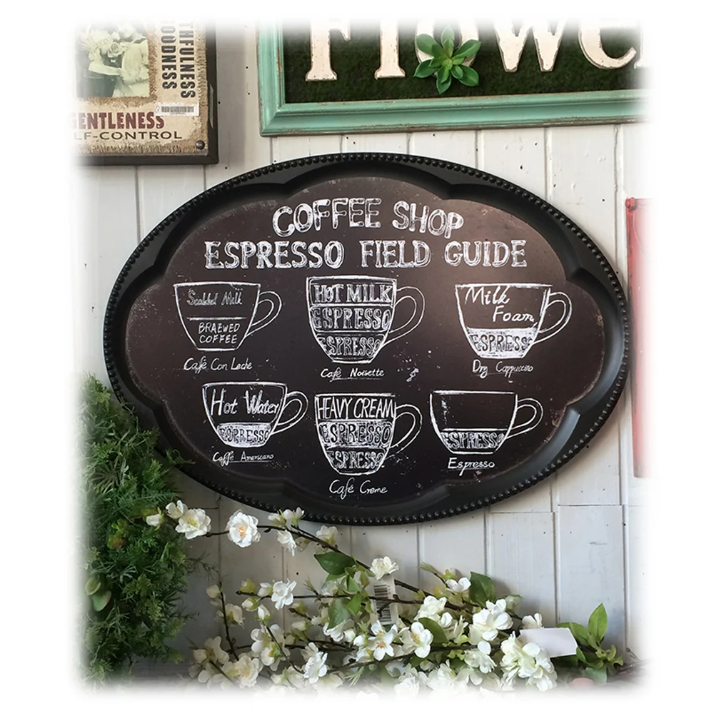 

Coffee Shop Oval Plaque Metal Black Vintage Wall Decor