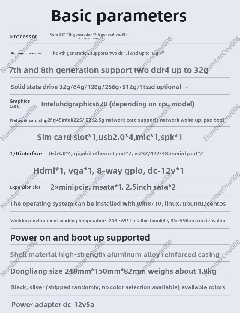 Фото Безвентиляторный встраиваемый промышленный ПК Core i7-8550U, 2 LAN, 4 COM, GPIO, мини-компьютер для автоматизации №5