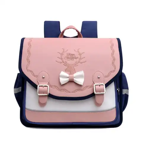 Ортопедический школьный ранец для девочек, милый водонепроницаемый рюкзак из искусственной кожи для подростков, сумка-книжка с откидной кр...