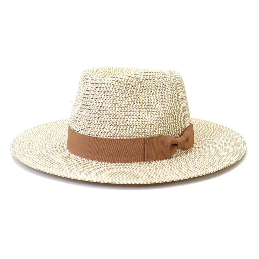 

New Straw Jazz Panama Hat Outdoor Beach Sun Protection Hat for Men and Women in Spring and Summer Solid Hat with Belt
