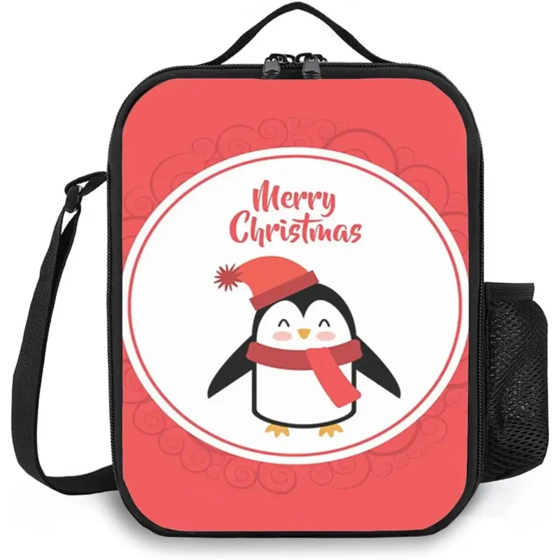 Рождественские современные сумки для обеда с шапочкой зебры Санты женщин