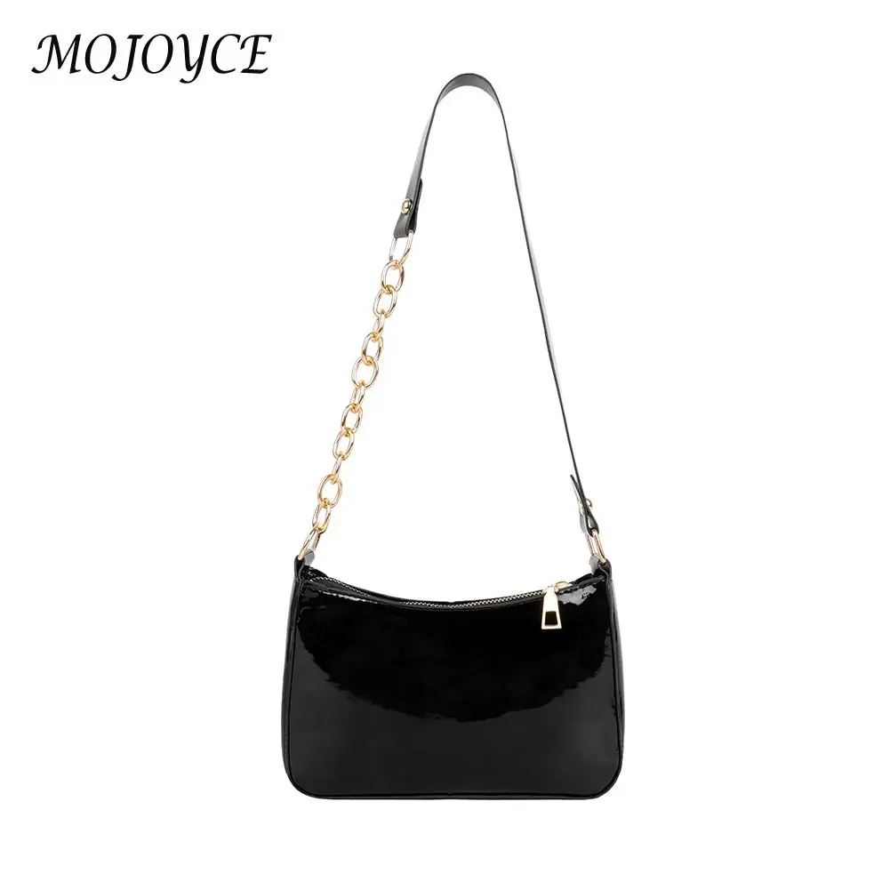 

Новинка 2021, винтажная женская сумка из лакированной искусственной кожи, однотонная сумка на цепочке, кошелек, сумка через плечо, повседневн...