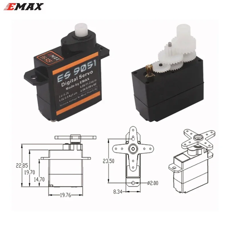 EMAX ES9251 II 4g пластиковый микроцифровой сервопривод/ES9051 4 3 г цифровой