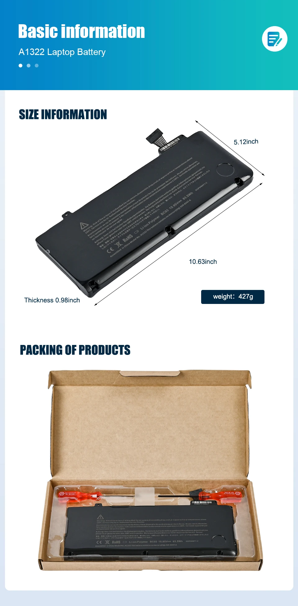 Новый аккумулятор для ноутбука A1322 APPLE MacBook Pro 13 дюймов A1278 (2009-2012 годов) MB990 MB991 MC700