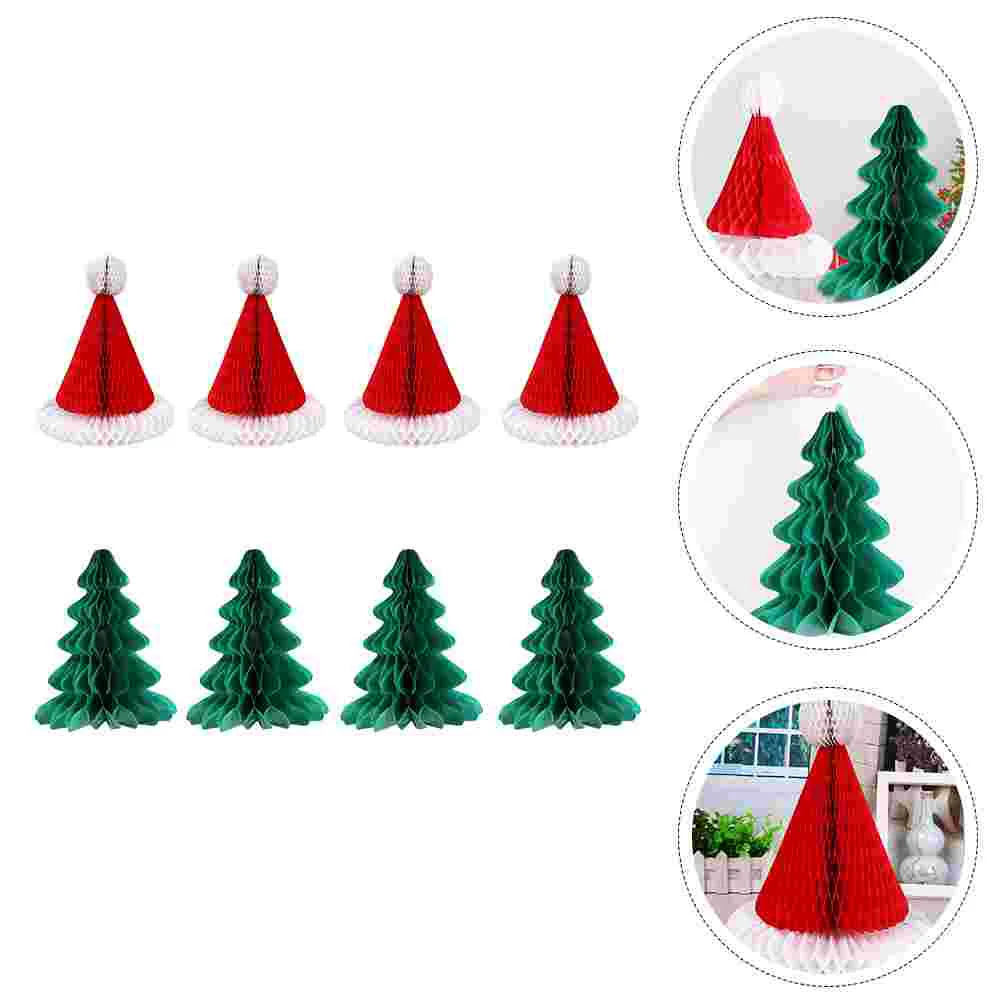 

8Pcs Xmas Pendants Xmas Paper Decors Party Accessories Honeycomb Design Props for Tree Decor Garden