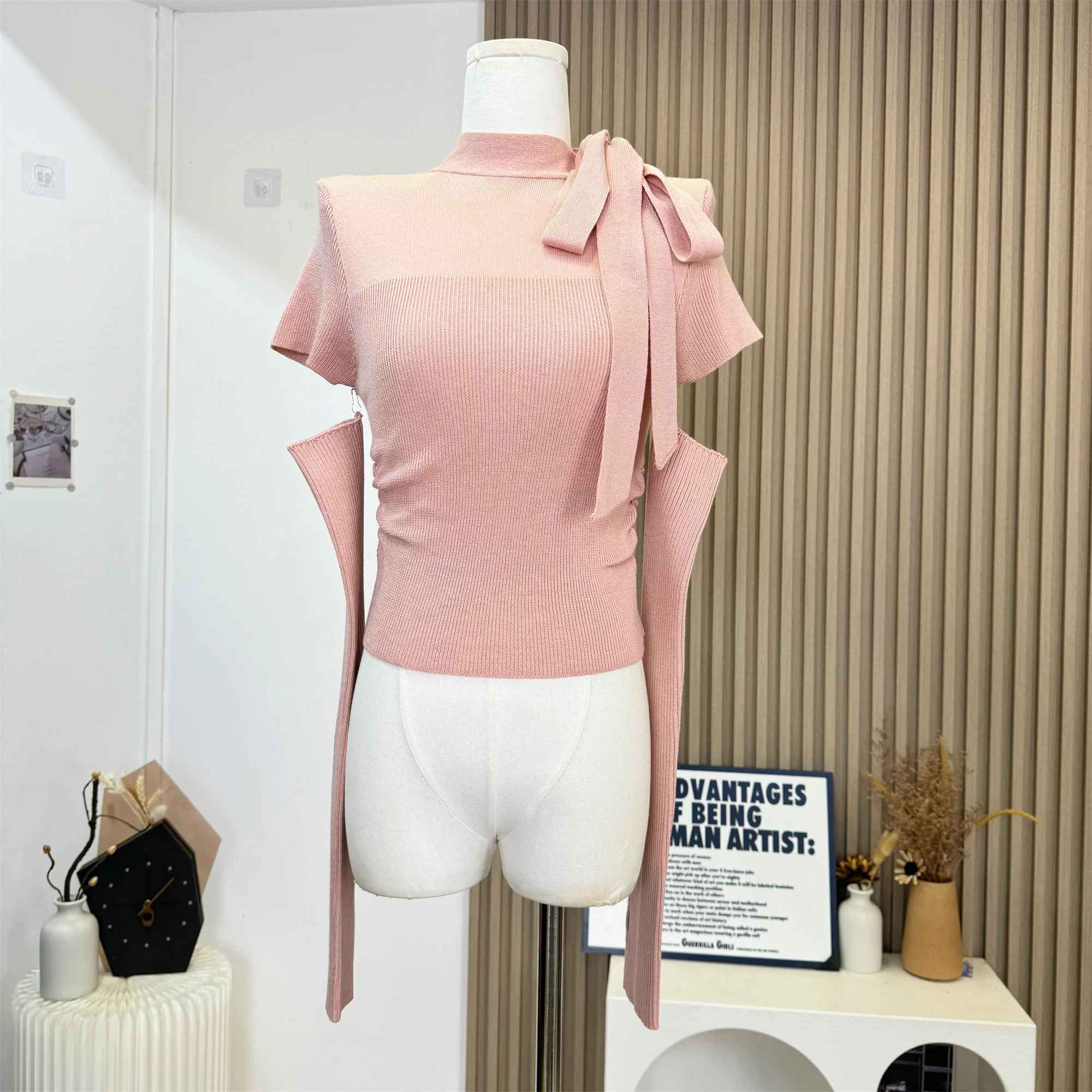 Женский розовый свитер корейский шерстяной топ Y2k Harajuku винтажная уличная одежда