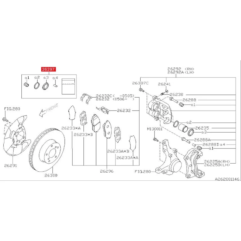 Комплект Уплотнений переднего тормозного цилиндра HSLDLEE 26297FE000 для Subaru Forester Legacy