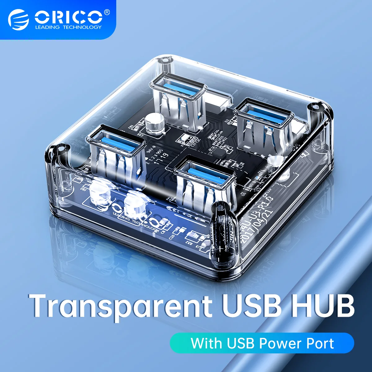 Высокоскоростной 4-портовый прозрачный концентратор ORICO USB3.0 с интерфейсом питания Micro USB, совместим с Macbook,Mac Linux Chrome OS