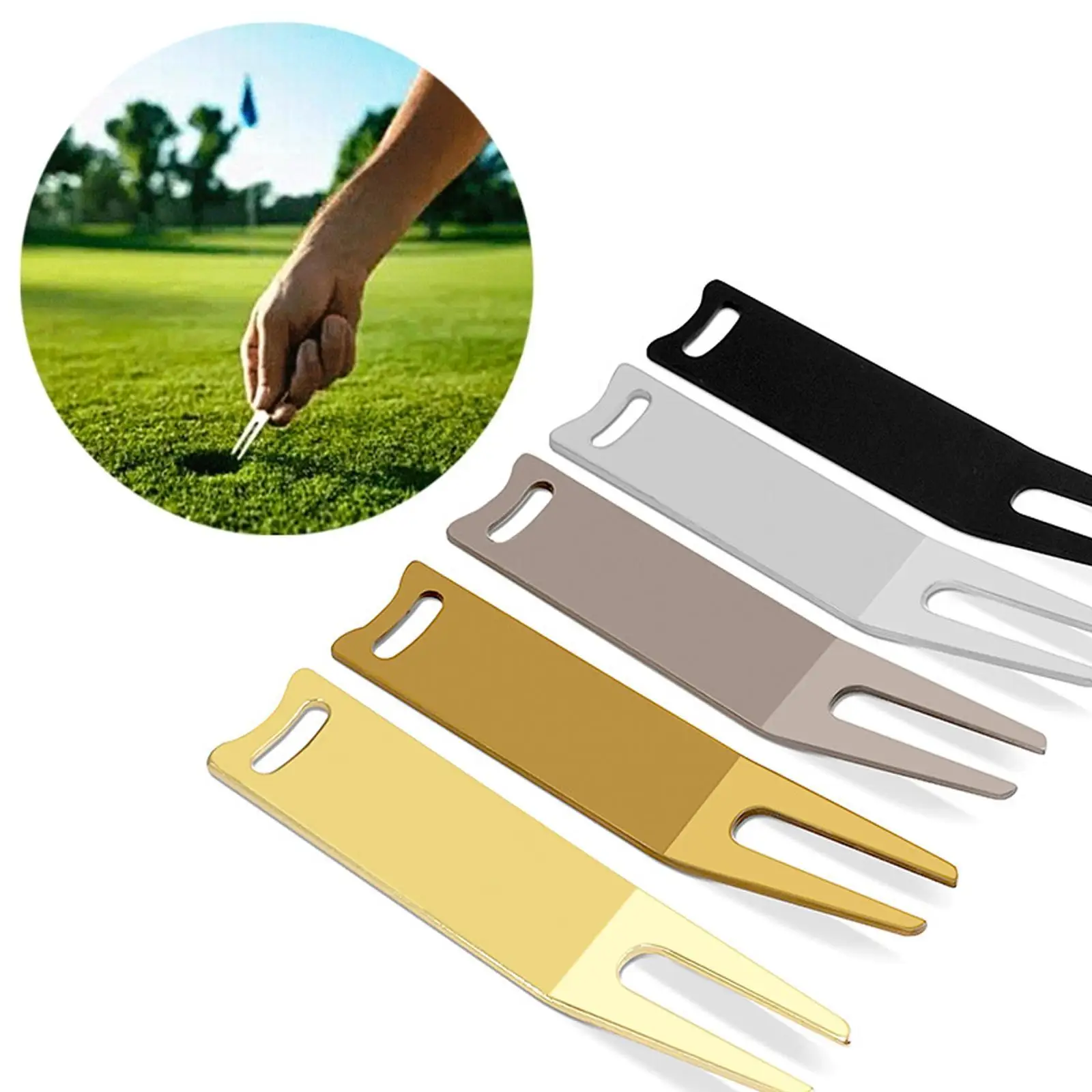 

5Pcs Golf Repair Tool Lawn Putting Green Fork Alloy Pitchforks Divots Club Ball Accessories Pitch Groove Cleaner