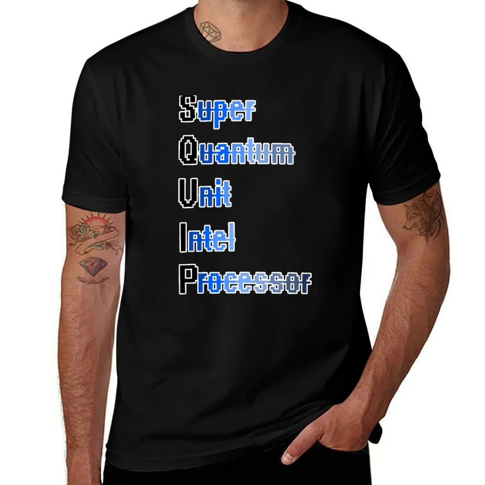 Фото Футболка Super Quantum Intel Unit Processor-Squip, рабочая, повседневная, практичная футболка №1
