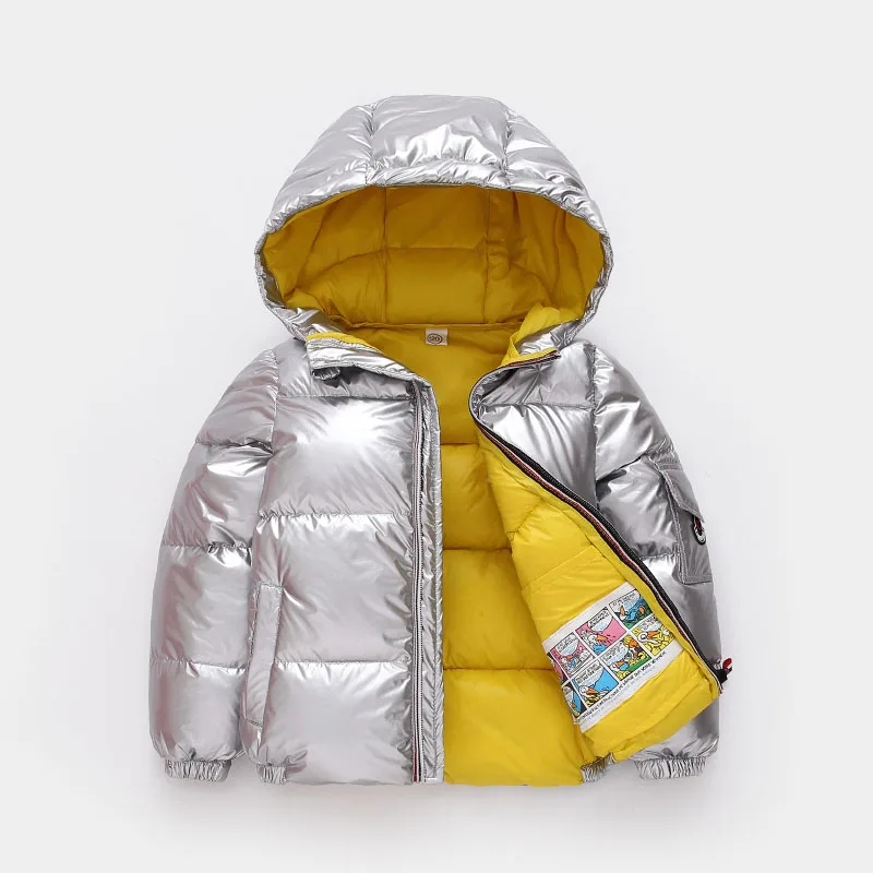 

Winter jackets down coat thickened boys and girls clothes letter printing hooded warm 2-12 years old fashion children's clothing