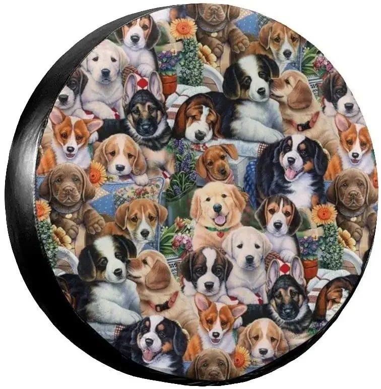 Чехлы на запасные колеса Delerain Dogs Garden Puppies для автодомов прицепов внедорожников и