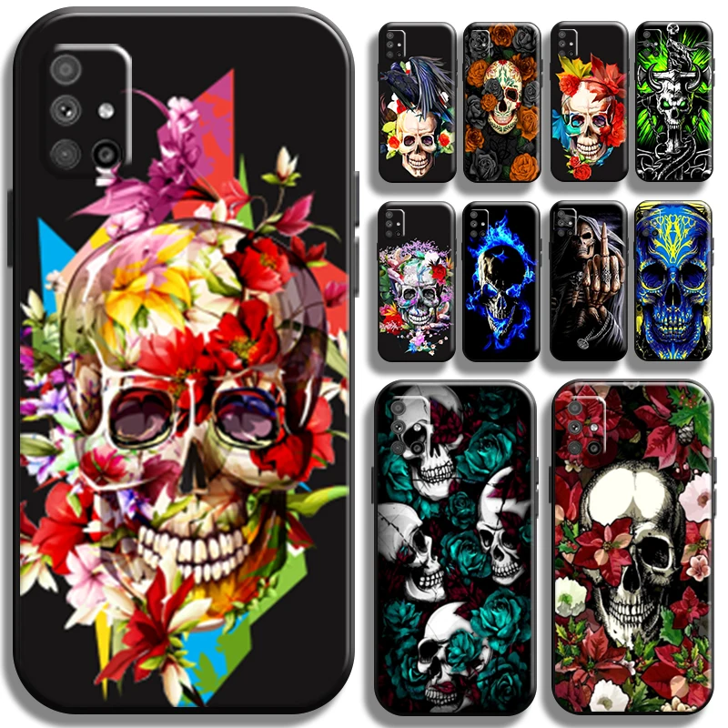 

Death Skull Flower For Samsung Galaxy M51 Phone Case Shockproof Cases Funda Coque Back Cover TPU