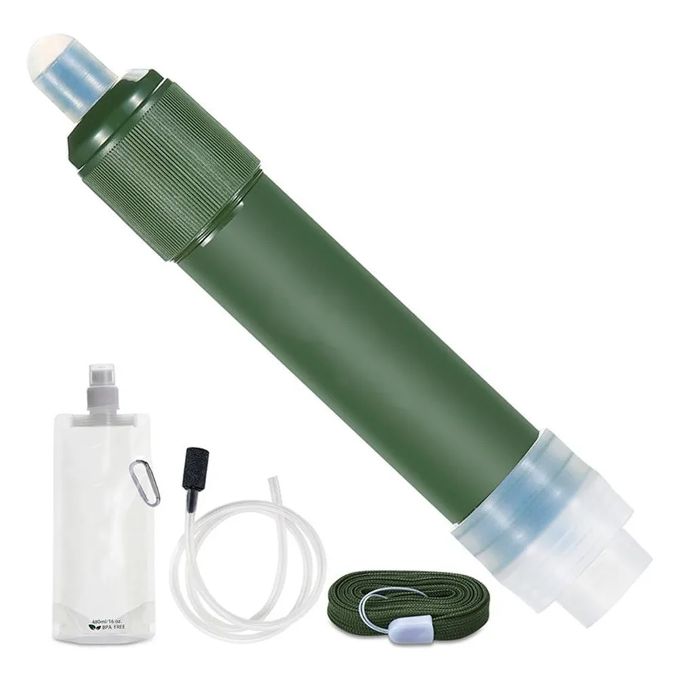 

Портативная система фильтрации для улицы, 2-ступенчатый очиститель воды, снаряжение для выживания для кемпинга, пешего туризма, скалолазания и кемпинга