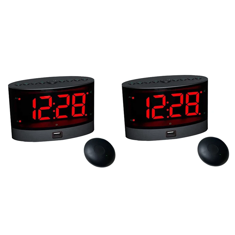 With Wireless Bed Shaker,vibrating Dual Alarm Clock For Heavy Sleepers