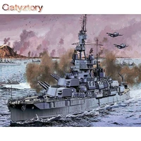 gatyztory sea battleship paint by numbers oil painting by numbers on canvas 40x50cm frameless diy landscape home decor