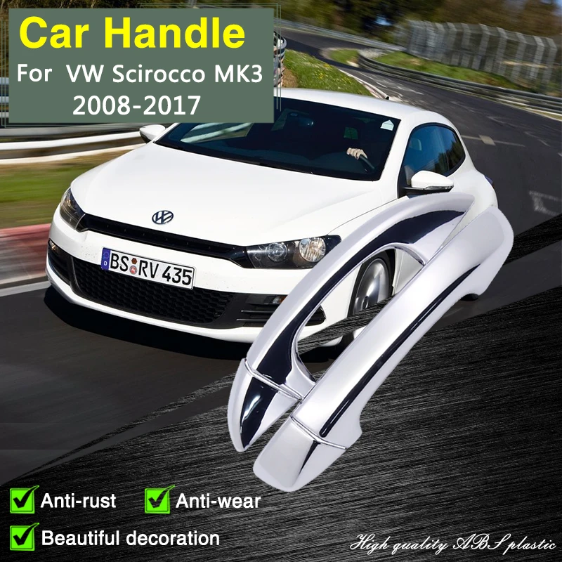 Хромированная крышка дверной ручки для Volkswagen VW Scirocco MK3 2008 ~ 2017, автомобильные аксессуары, нержавеющий стильный защитный декоративный стикер