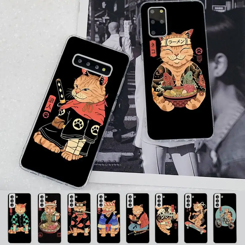 

JAMULAR Neko Ramen Japan Cat Anime Phone Case for Samsung S21 A10 for Redmi Note 7 9 for Huawei P30Pro Honor 8X 10i cover
