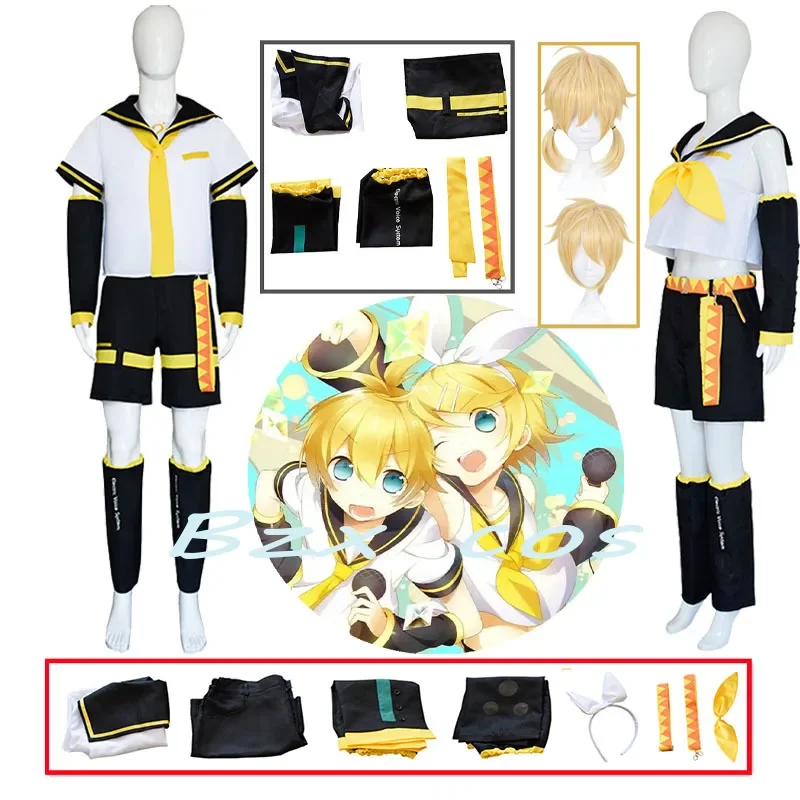 Аниме Рин Лен униформа для косплея платье на Хэллоуин костюмы топы + шорты