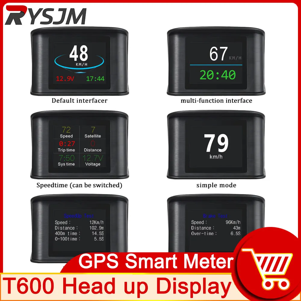 HD T600 GPS HUD автомобильные аксессуары для всех автомобилей GPS Head Up дисплей с превышением скорости ЖК-цифровой часы спидометра напряжение