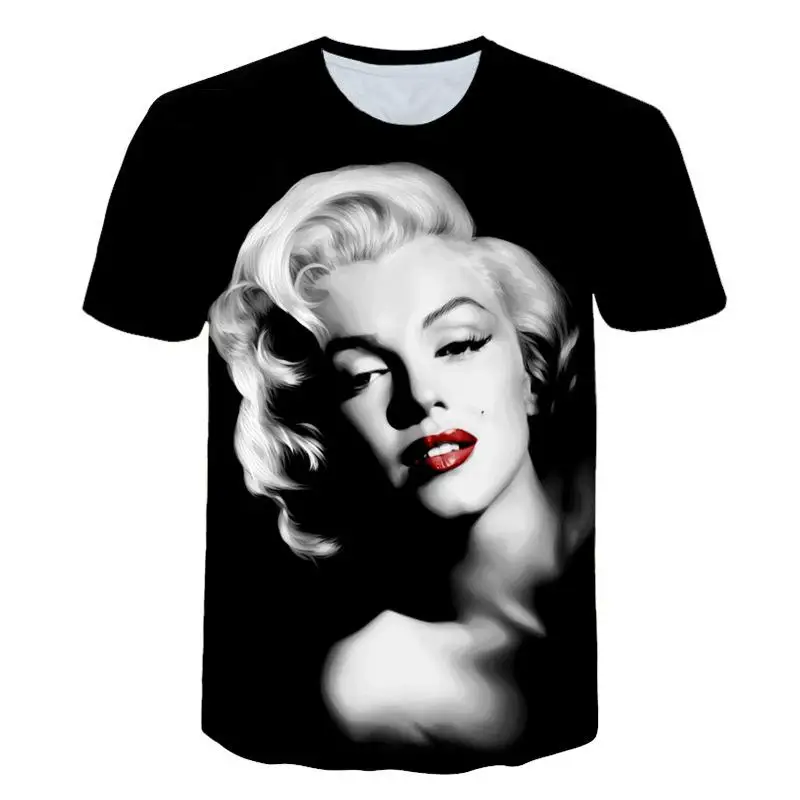 

Summer Sexy Star Girls Girls Marilyn Monroe T-Shirt 3D Rose/Flag/Balloon Fun T-Shirt Men's Ladies Casual Clothing