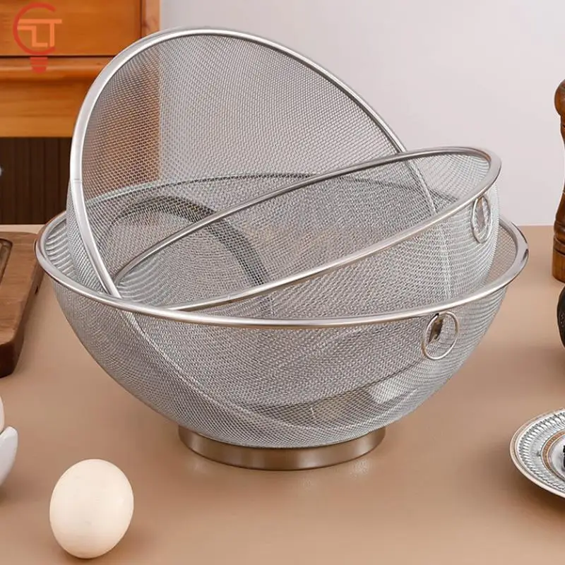 

24/26cm Stainless Steel Flour Sieve Sifter Colander Drain Basket Food Filter Juice Strainer Noodle Drainer Skimmer Kitchen Tools