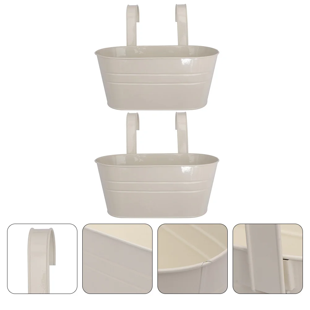 

Flower Hanging Planter Bucket Pots Planters Pot Metal Railing Wall Balcony Iron Box Fence Holder Garden Window Vase Outdoor