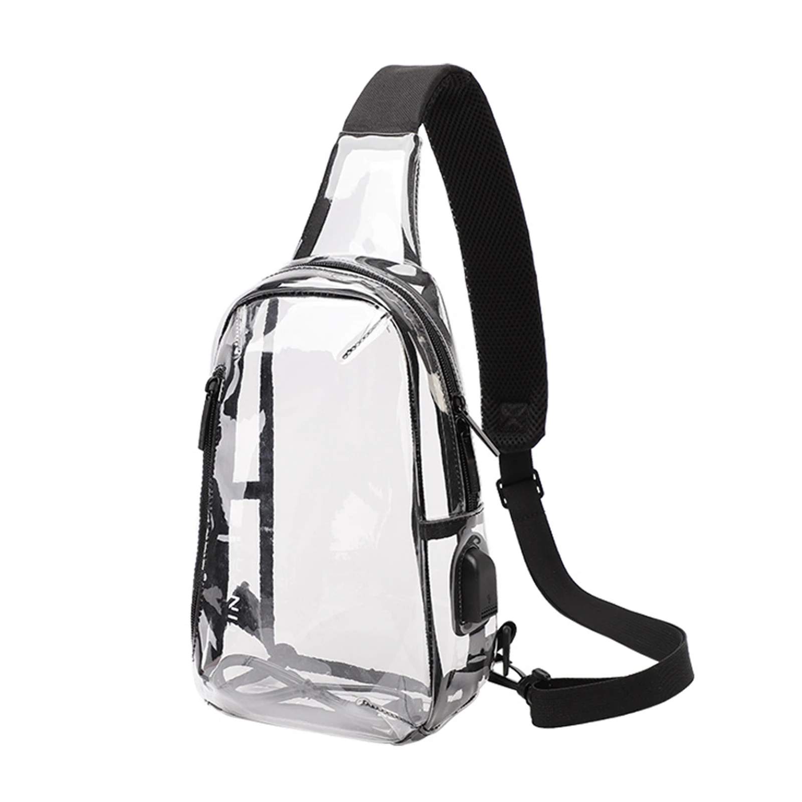 

Clear Sling Bag With USB Charging Stadium Approved Transparent Waterproof Chest Bag Mini Travel Sport Shoulder Bag Pack 2022 New