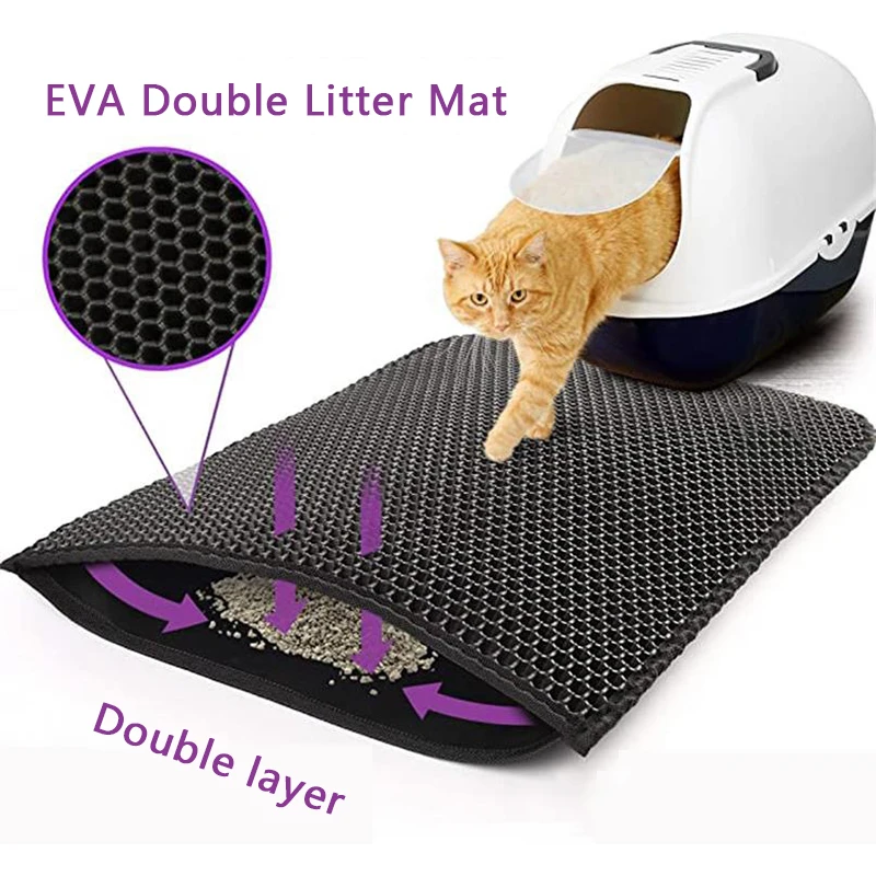 

Waterproof Pet Cat Litter Mat Double Layer Pet Litter Box Mat Non-slip Sand Cat Pad Washable Bed Mat Clean Pad Products