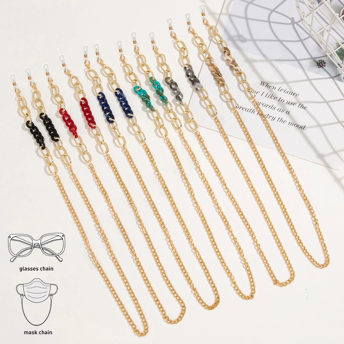 

Bohemian Colored Mask Strap Alloy Glasses Chains Women Face Mask Lanyard Anti Slip Women's Neck Chain For Eyeglass Sunglasses