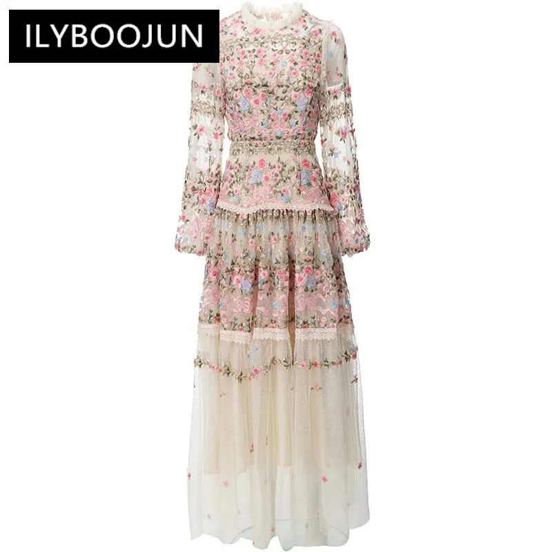 Женское Сетчатое платье с вышивкой винтажное дизайнерское Полупрозрачное