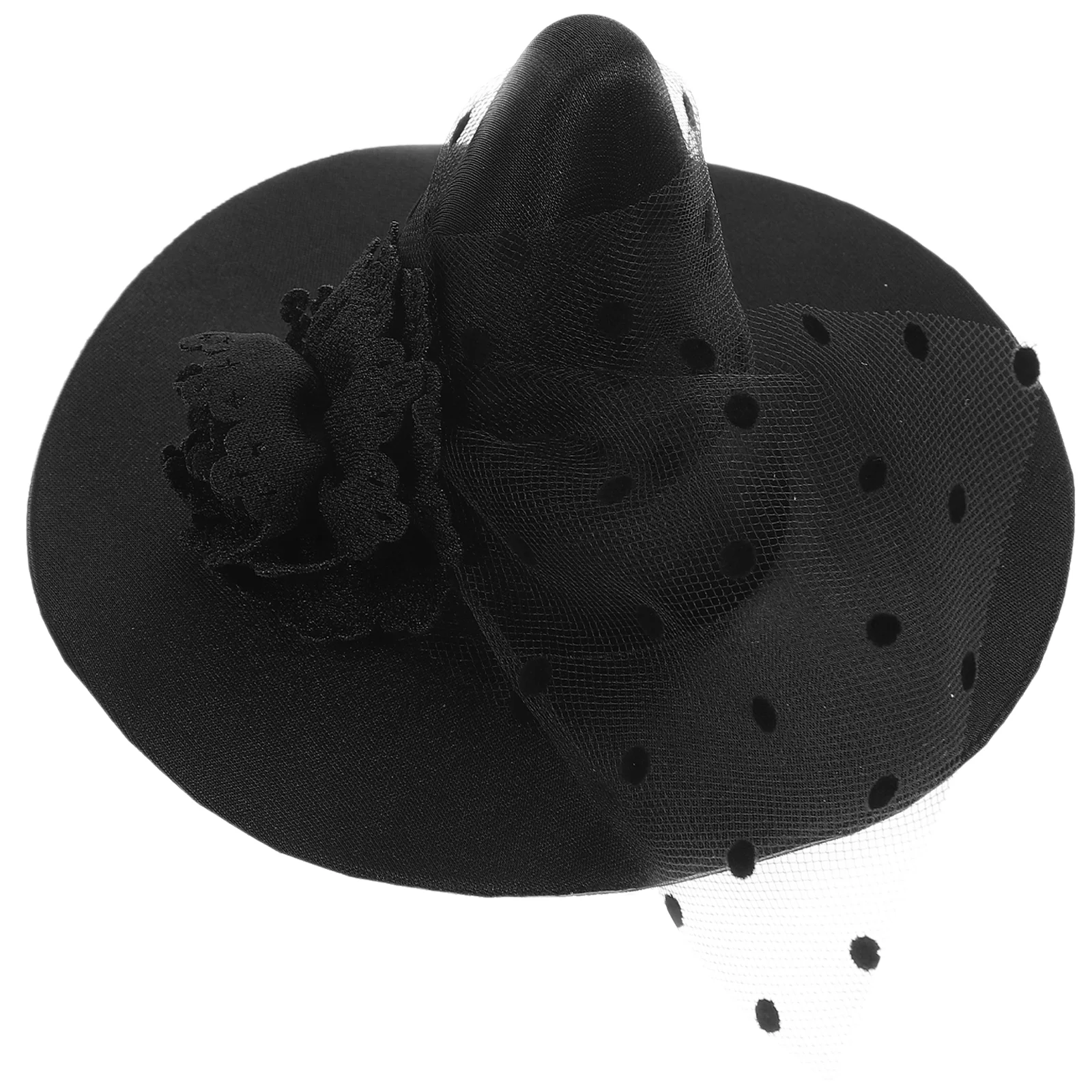 

Witch Hat Clip Gothic Flower Mesh Hairpin Hat Hair Side Headdress for