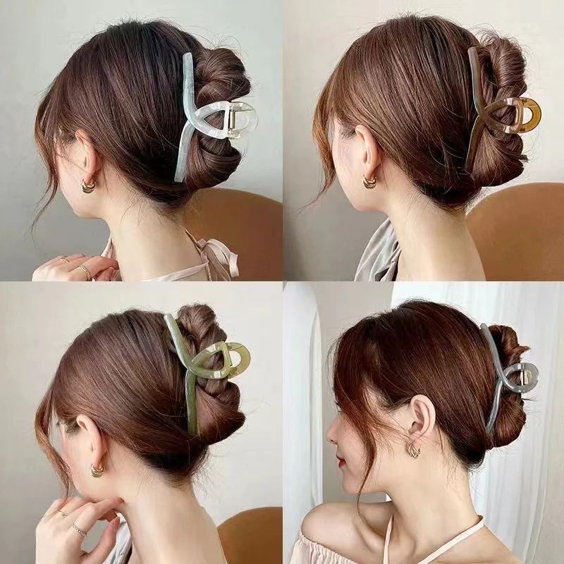 

New Korean Resin Grab Clip Hot Sale Large Acetate Barrette Crab Hair Claws For Women Girls Headwear Hair Accessories
