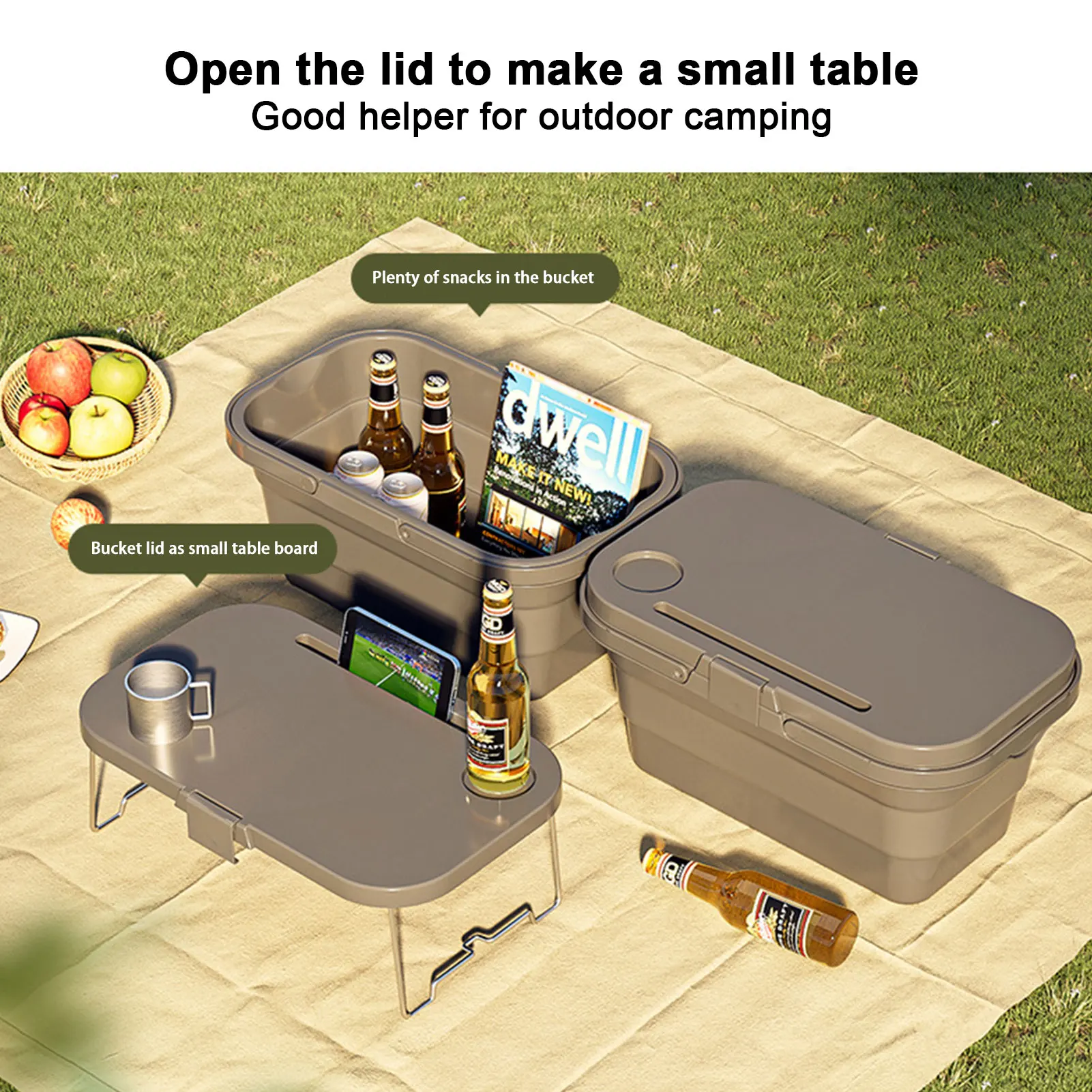 

Складная корзина для пикника, портативная уличная складная корзина для хранения с крышкой для организации, компактная Корзина для пикника, ...