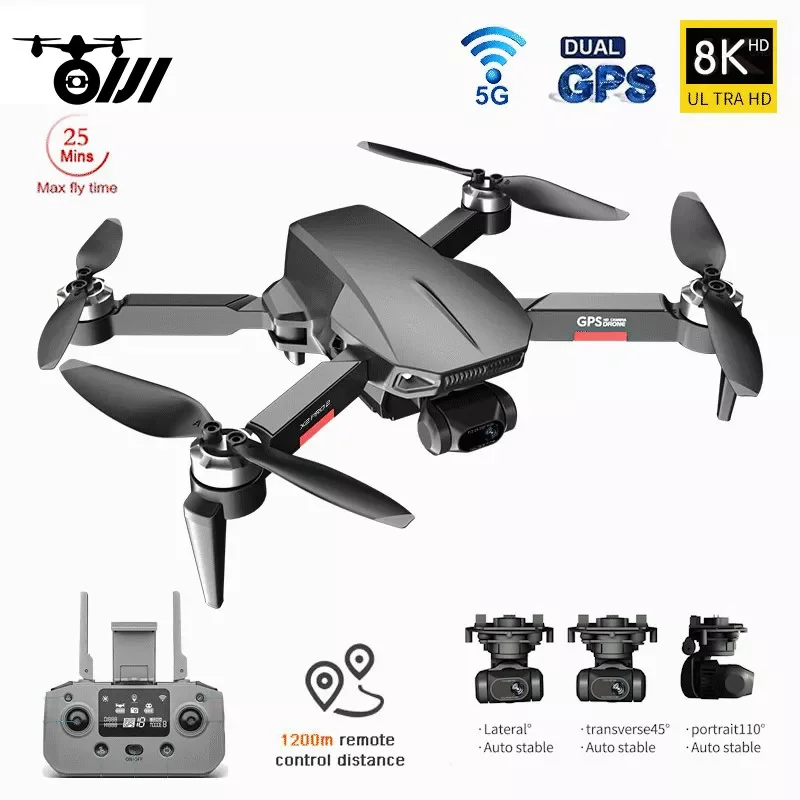 

New Dual GPS Drone 4k Profesional 8K HD Camera 3-Axis Gimbal EIS Anti-shake Aerial Brushless Motor Photography Foldable aircraft