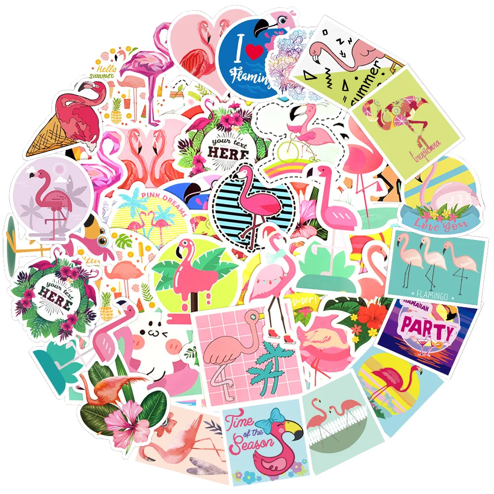 Наклейки Фламинго для детей 50 шт.