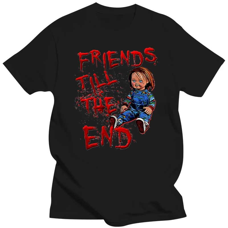 Camisa Friends Till The End para hombre y mujer, camisa de Horror de los años 80, Good Guy Chucky, Hip Hop, de gran tamaño, a la moda