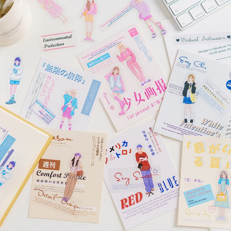 

40 шт./упак. Япония координационный журнал серия наклеек красивые девушки этикетки ПЭТ декор Скрапбукинг телефон автомобильный коллаж запис...