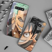 anime one piece roronoa zoro phone case tempered glass for samsung s20 ultra s7 s8 s9 s10 note 8 9 10 pro plus cover