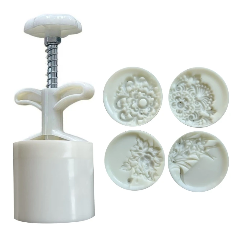 

Plastic Hand-Pressure Mooncake Moulds DIY Pastry Gadgets DIY Mooncake Mould Plastic Material Flower Shape for Mid-Autumn