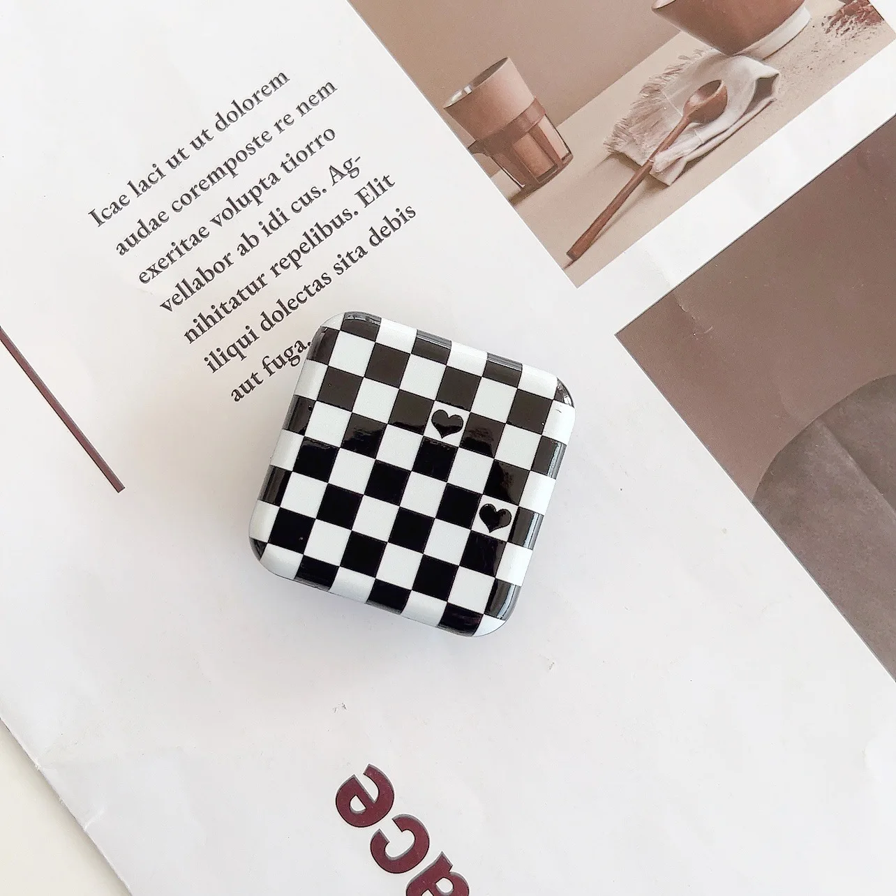 INS клетчатая Шахматная зеркальная Складная подставка для телефона девочек