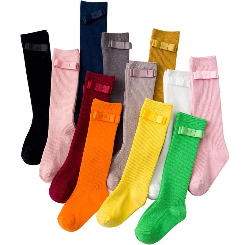 Fashion Cotton Women Knee High Socks Solid Color Long Socks Preppy Style Solid Color Knee Socks