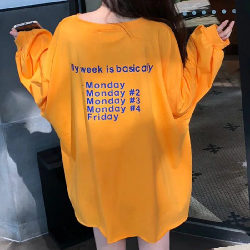

Harajuku Women's T-shirts spring letter printed oversized Long Sleeve Female T shirt y2k aesthetic tops Streetwear Women Clo